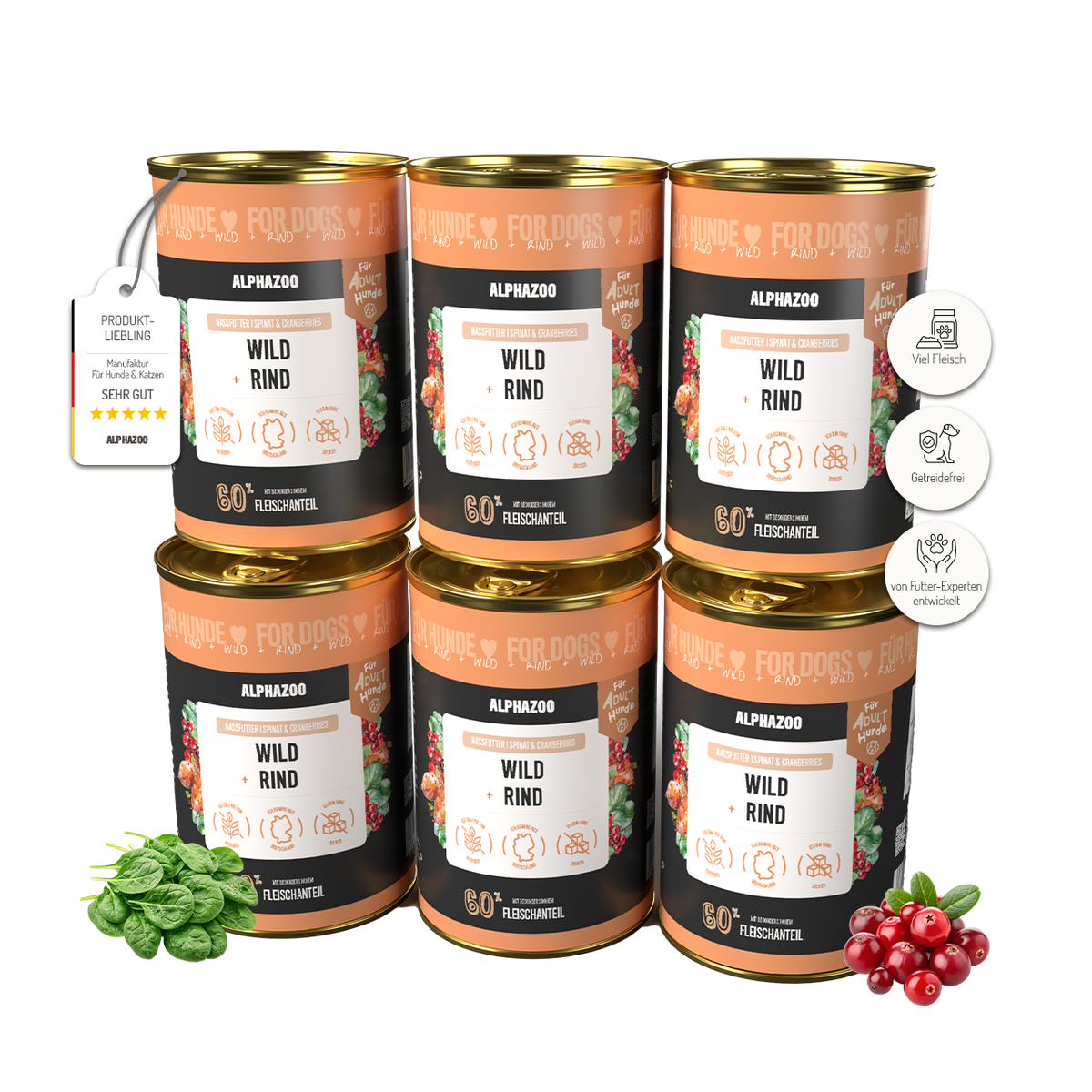 Wild + Rind Nassfutter für Adult Hunde
