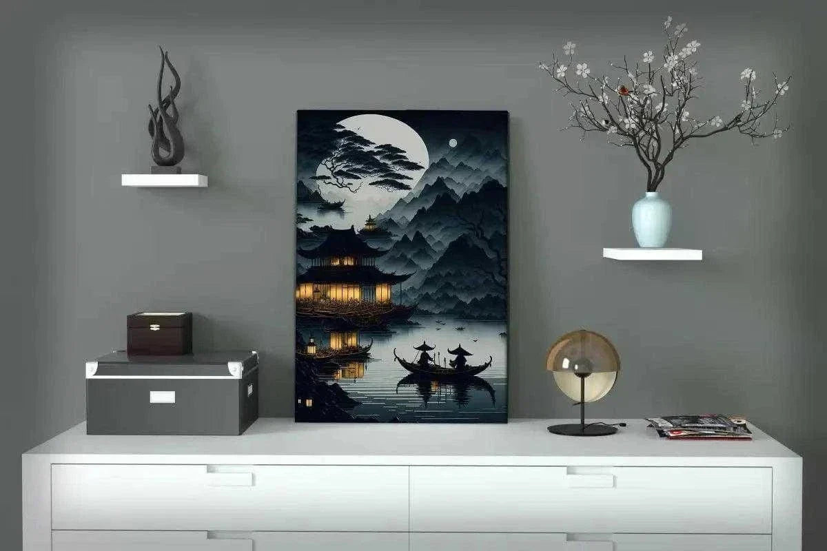 Night Sea - Leinwandbild Japanisch by SimpleCanvas