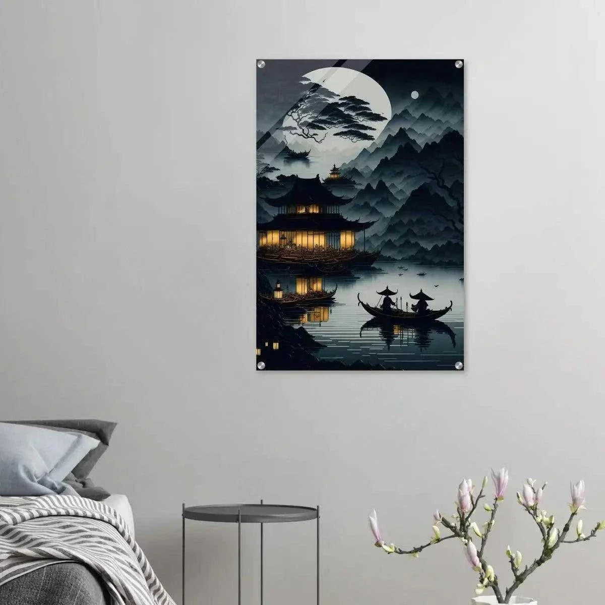 Night Sea - Leinwandbild Japanisch by SimpleCanvas