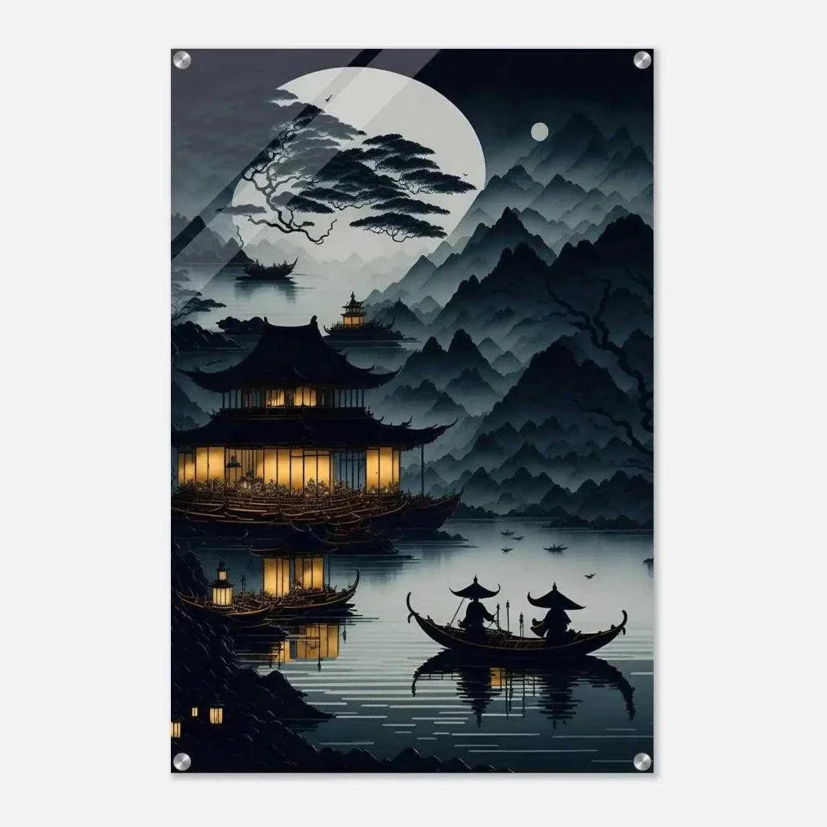 Night Sea - Leinwandbild Japanisch by SimpleCanvas