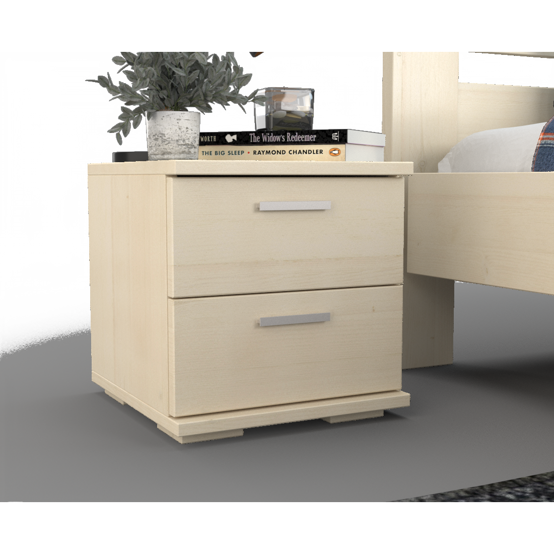 Nobis Kiefer Massivholz Nachttisch Nachtschrank | 2-Schubladen | 100% Bio Kiefer