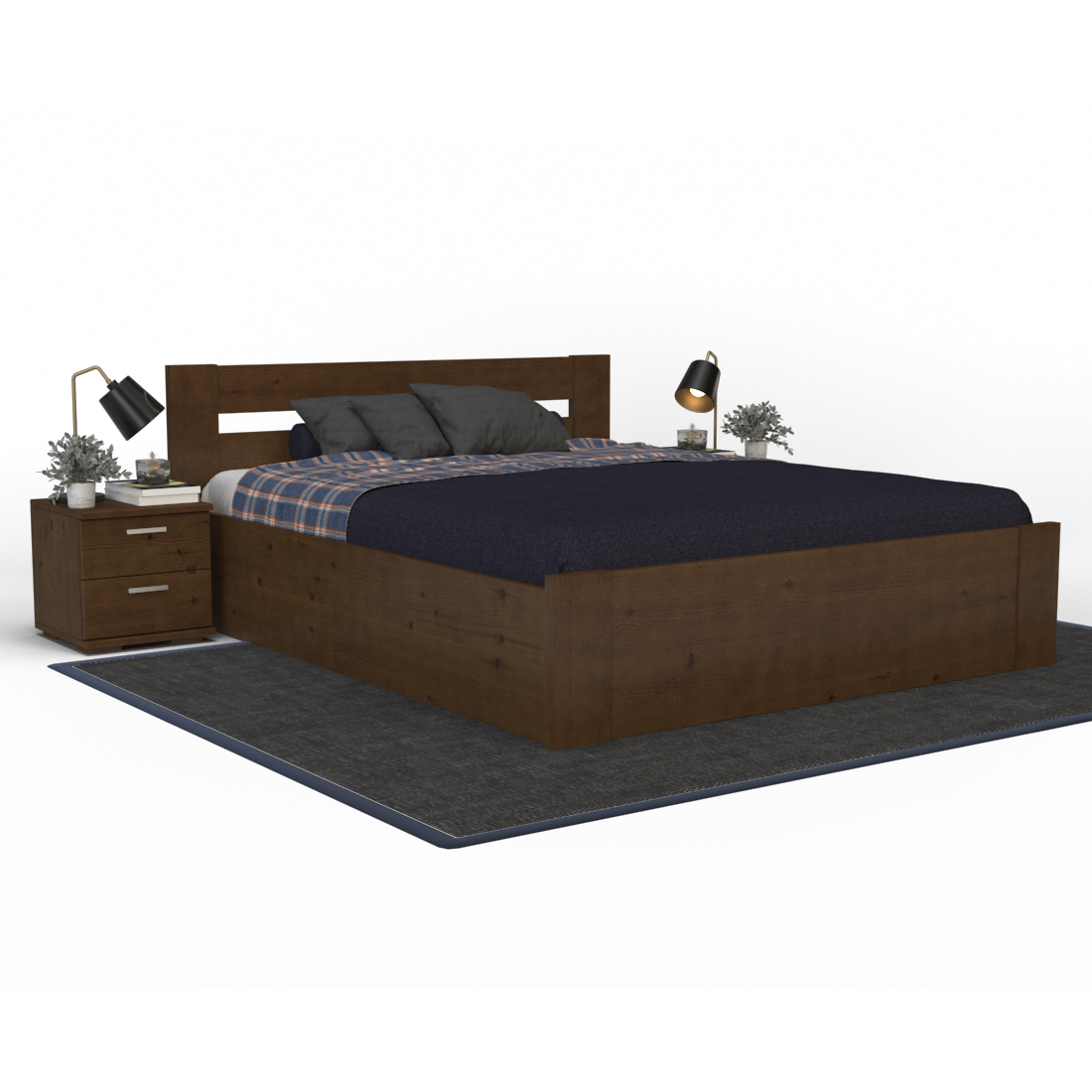 Nobis Kieferbett mit Bettkasten | Massivholz | Naturholz | 100% Bio-Bett inkl. Lattenrost