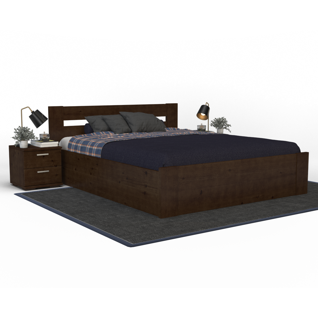 Nobis Kieferbett mit Bettkasten | Massivholz | Naturholz | 100% Bio-Bett inkl. Lattenrost