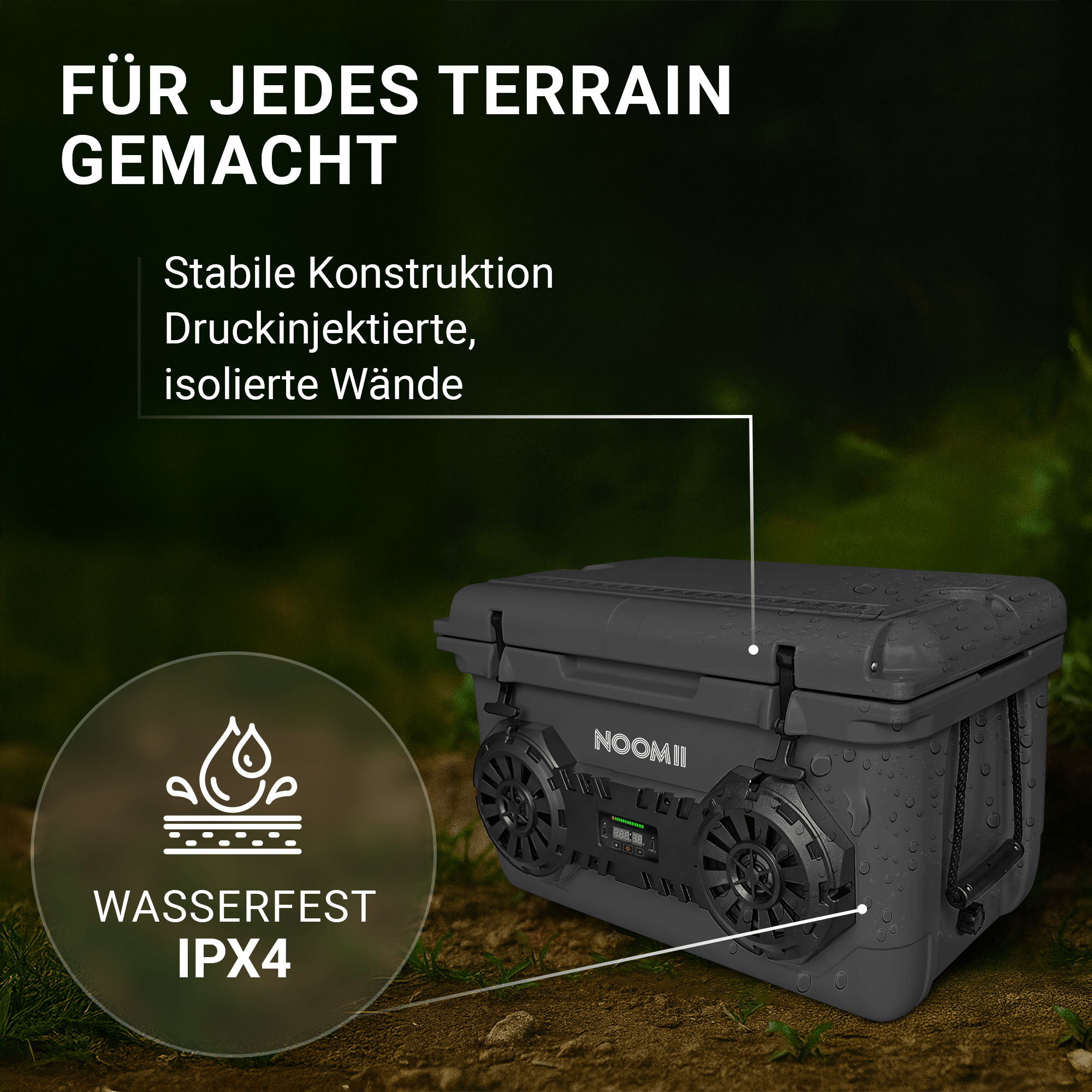NooMii ArcticBeat 45 – Kühlbox mit integriertem Bluetooth-Lautsprecher | 45L Volumen