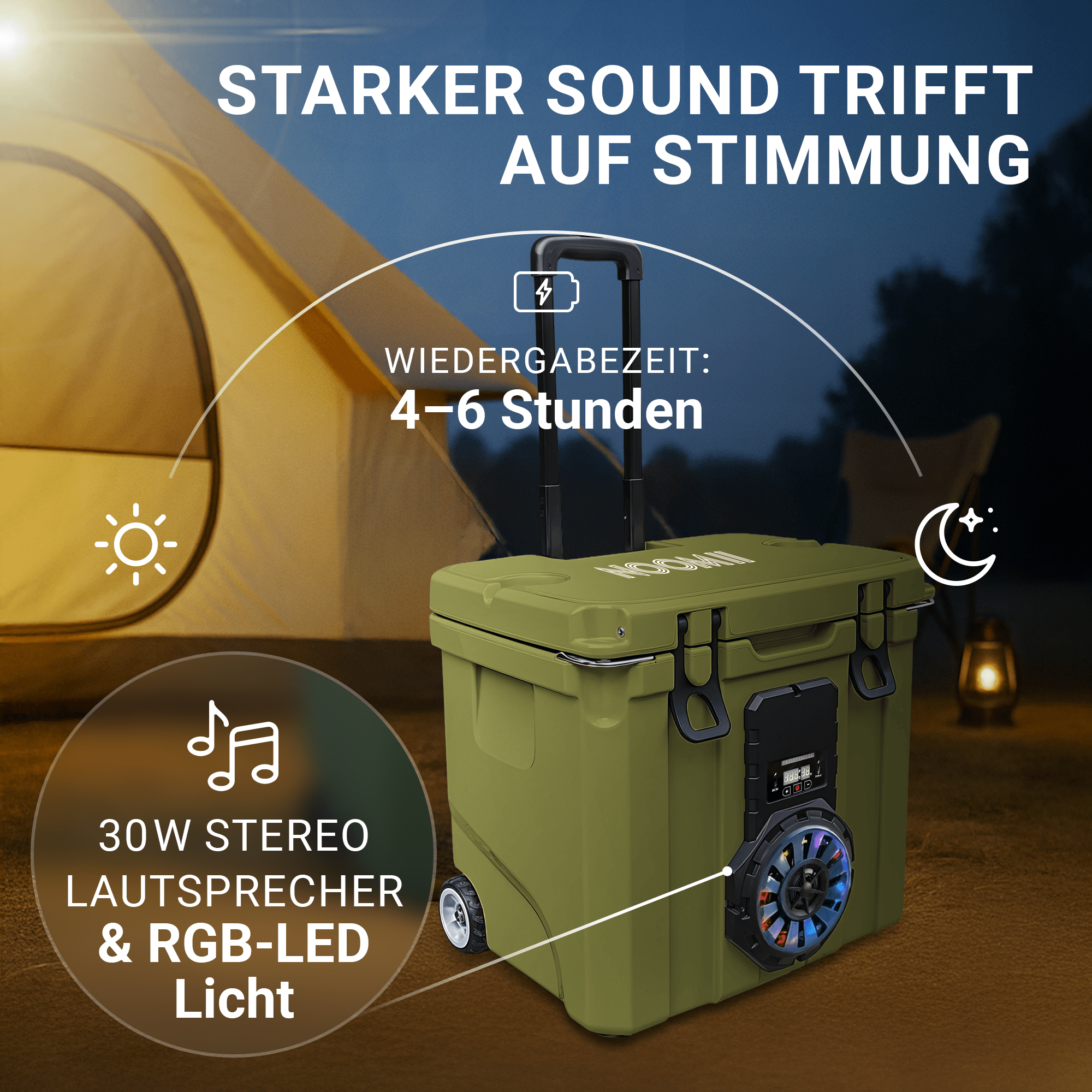 NooMii BeatRoller 35 – Kühlbox mit integriertem Bluetooth-Lautsprecher | 35L Volumen