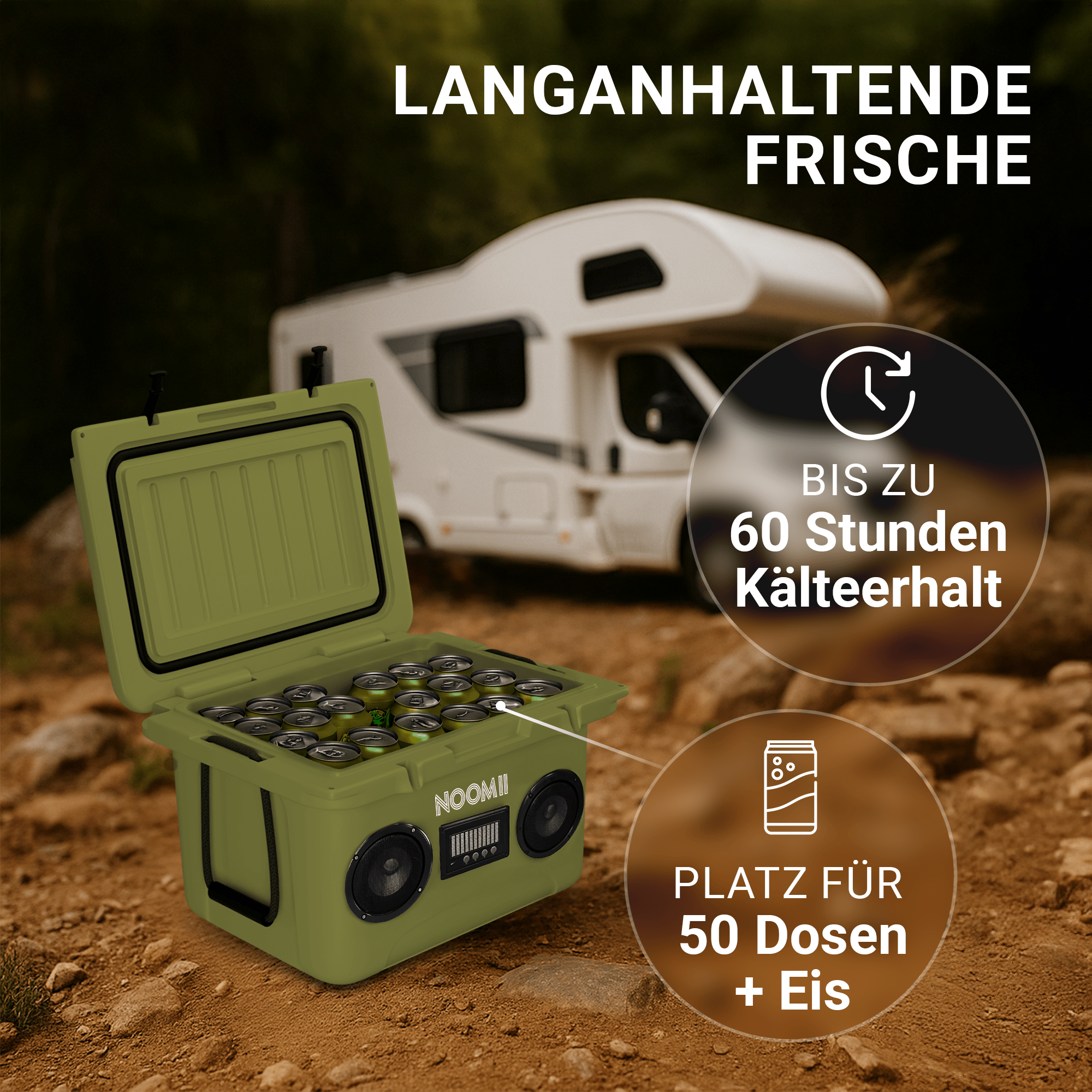 NooMii ColdBeats 35 – Kühlbox mit integriertem Bluetooth-Lautsprecher | 35L Volumen