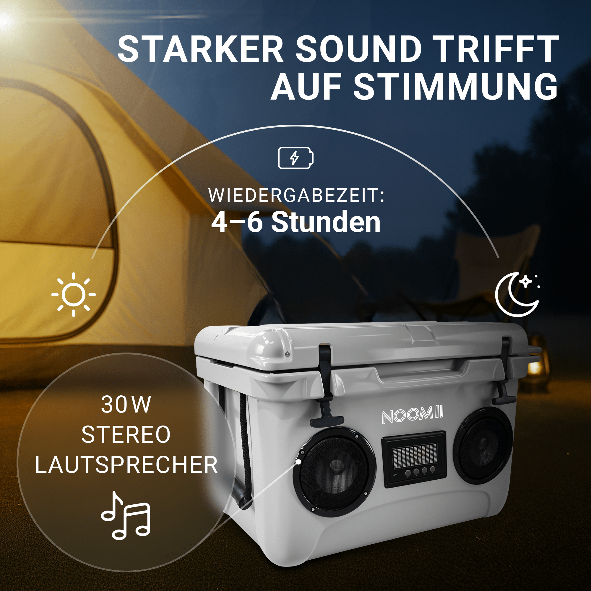 NooMii ColdBeats 35 – Kühlbox mit integriertem Bluetooth-Lautsprecher | 35L Volumen