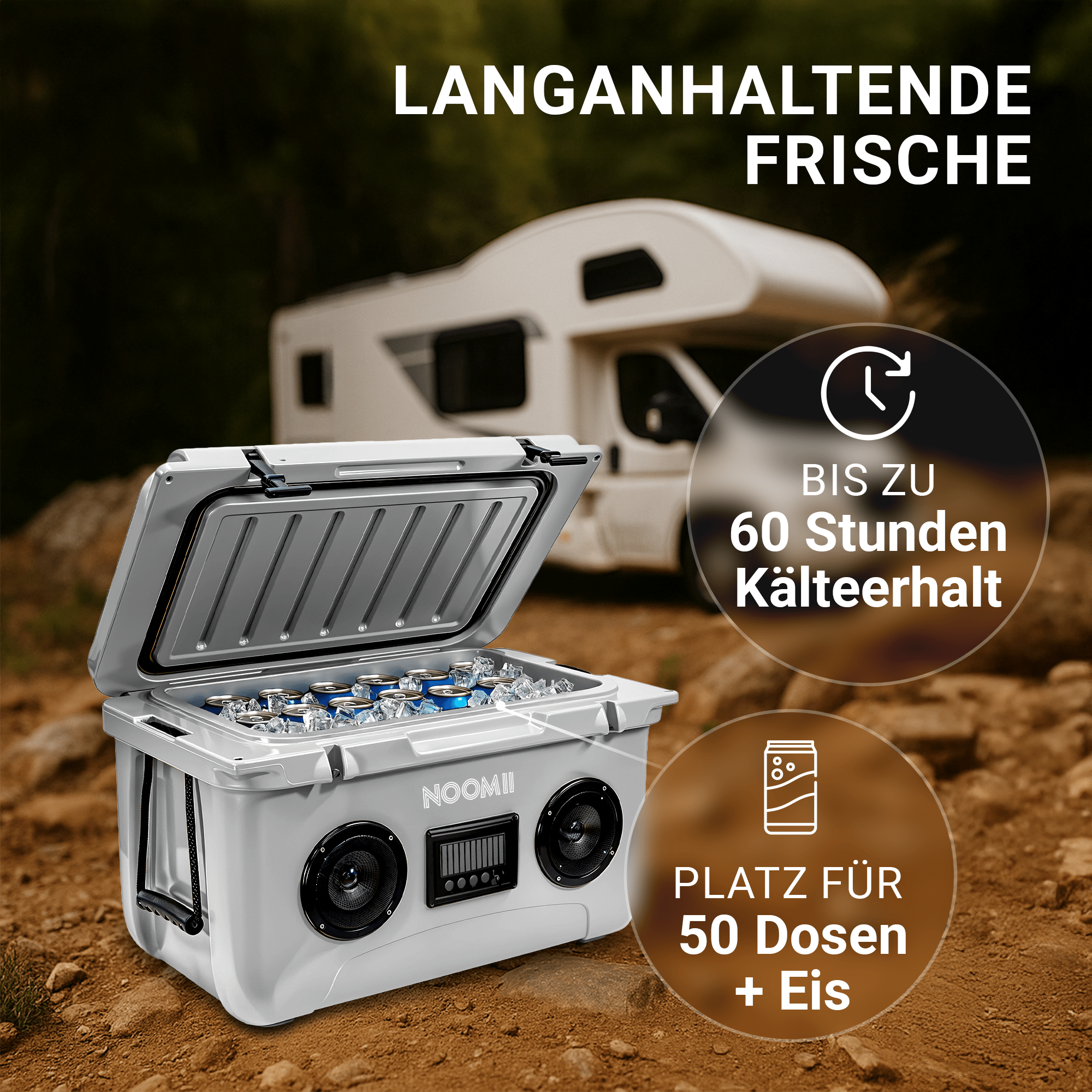 NooMii ColdBeats 45 – Kühlbox mit integriertem Bluetooth-Lautsprecher | 45L Volumen