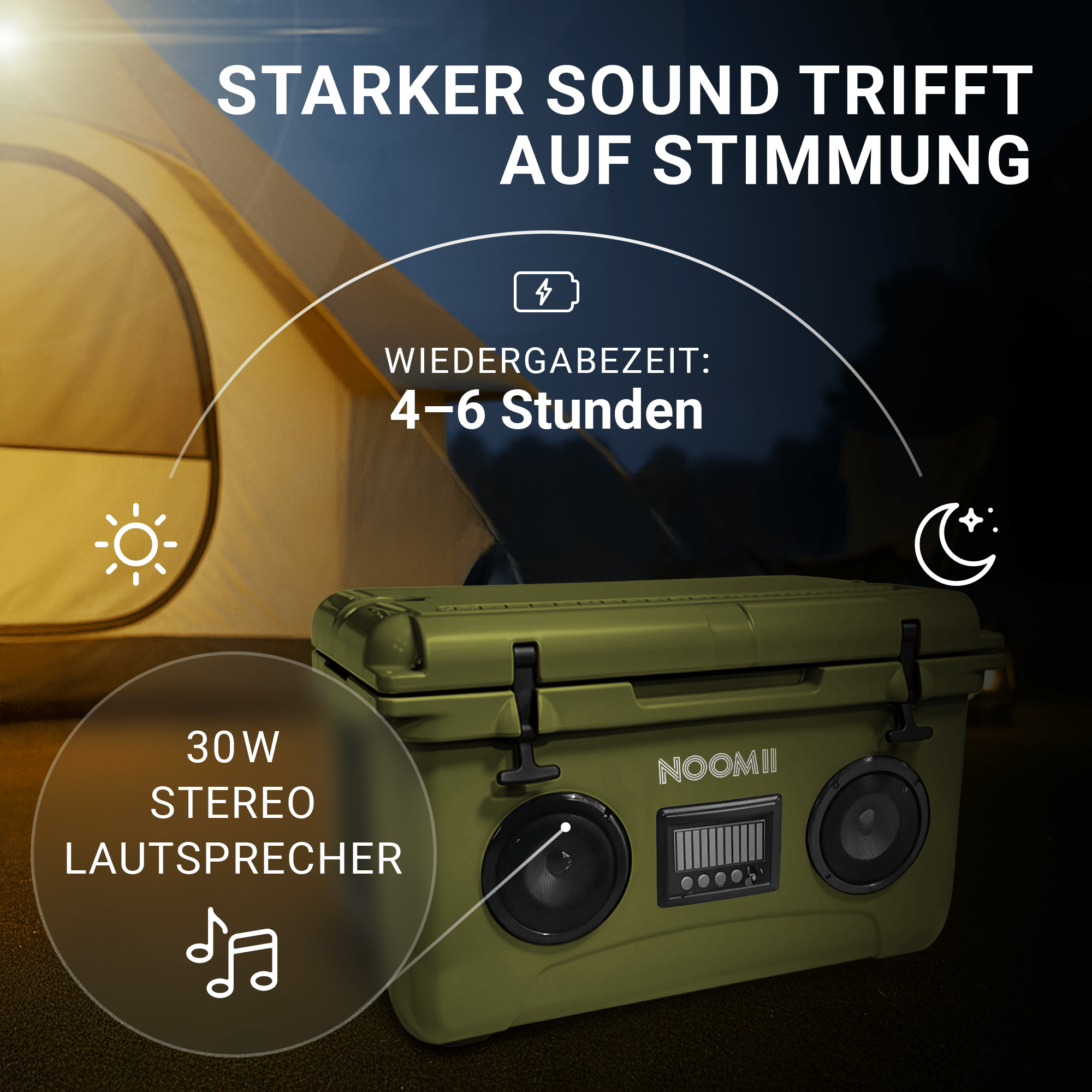 NooMii ColdBeats 45 – Kühlbox mit integriertem Bluetooth-Lautsprecher | 45L Volumen