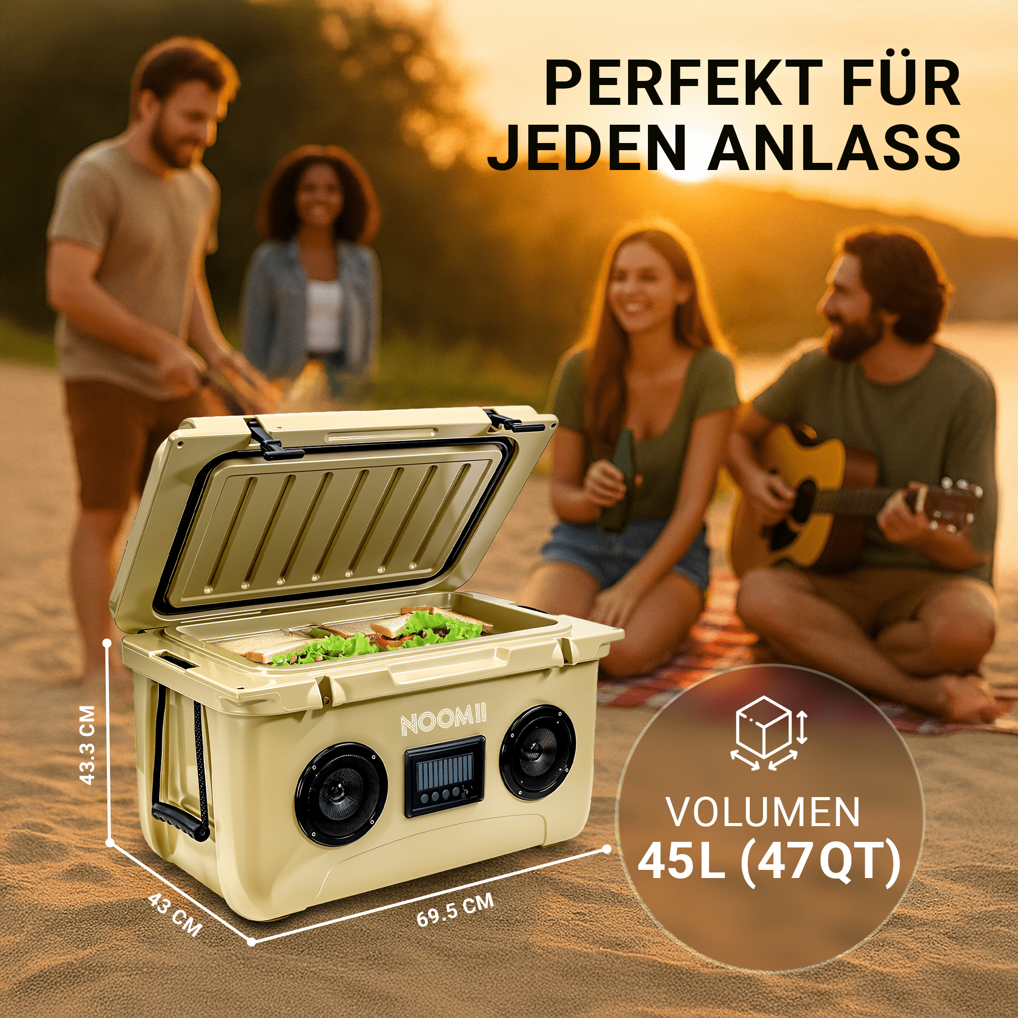 NooMii ColdBeats 45 – Kühlbox mit integriertem Bluetooth-Lautsprecher | 45L Volumen