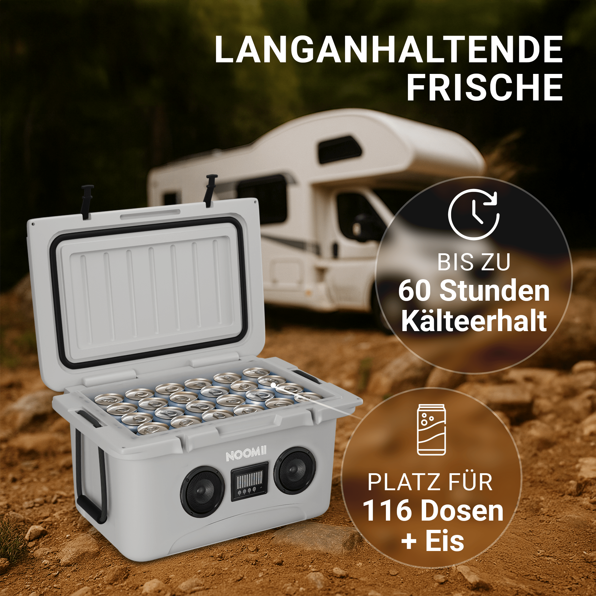 NooMii ColdBeats 65 – Kühlbox mit integriertem Bluetooth-Lautsprecher | 65L Volumen