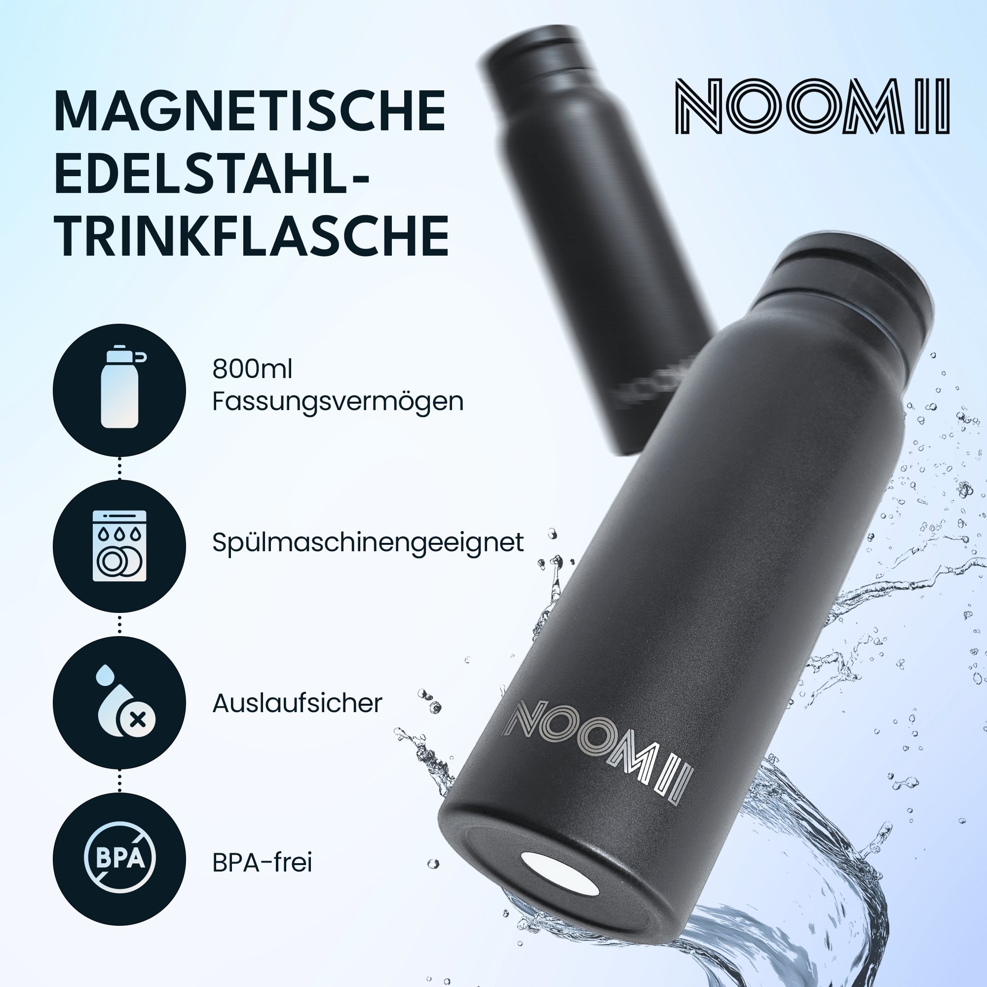 NooMii Edelstahl-Trinkflasche | Magsafe
