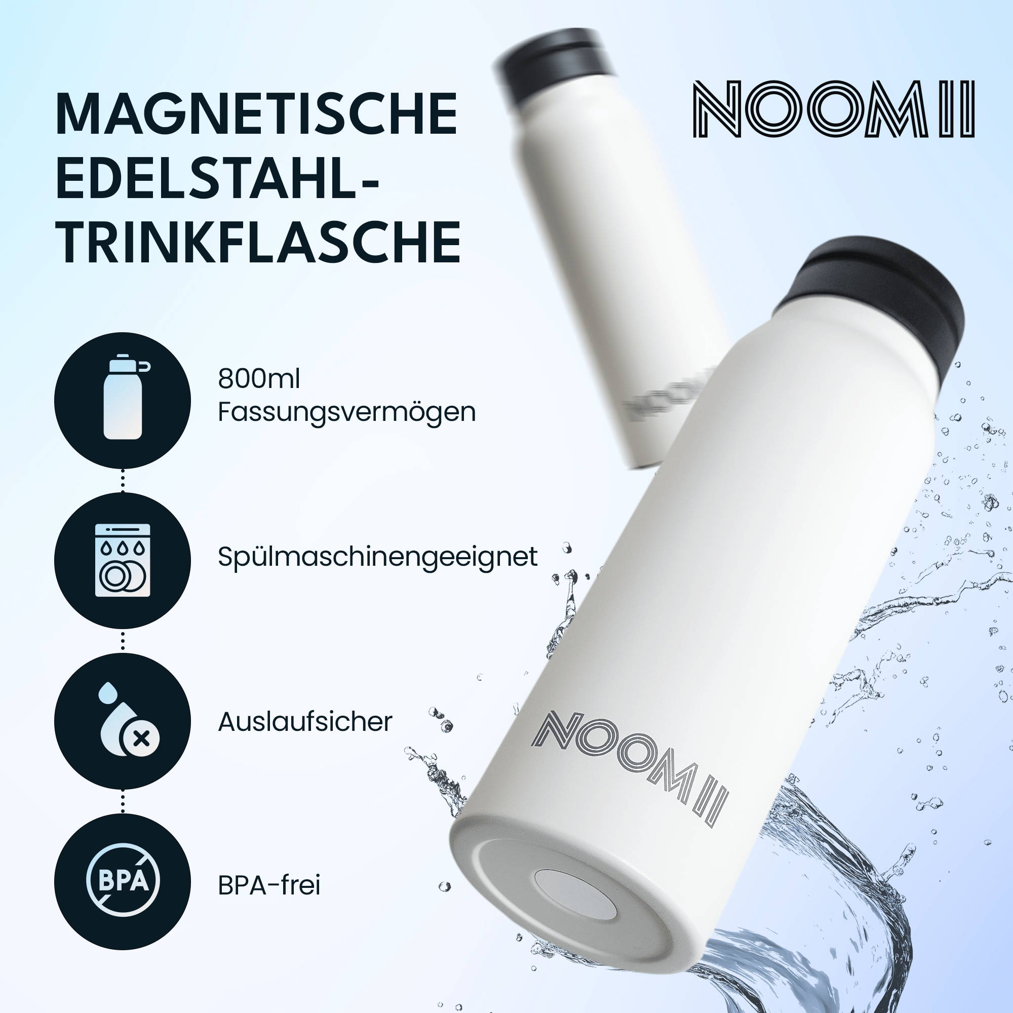 NooMii Edelstahl-Trinkflasche | Magsafe
