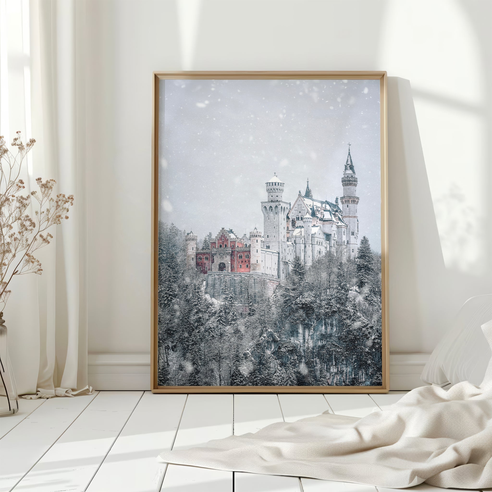 Neuschwanstein Castle in Snow – Bavaria Wall Art Print