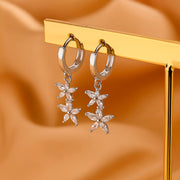 Ohrringe aus 925er Sterling-Silber, Hängende Zirkonia Blumen