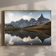 Passo Rolle Dolomites Print – Mountain Reflection Landscape Wall Art