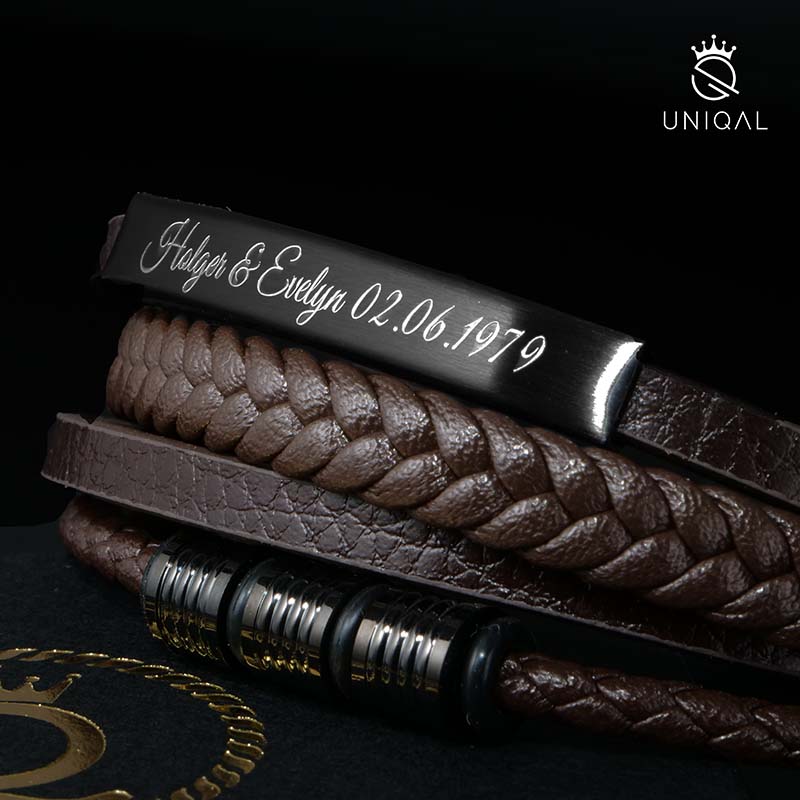 Braunes Lederarmband Echtes Rindleder Mit Edelstahl Besatz Unisex Gravierbar Größen 19 21 23 Cm Kostenloses Luxus Etui