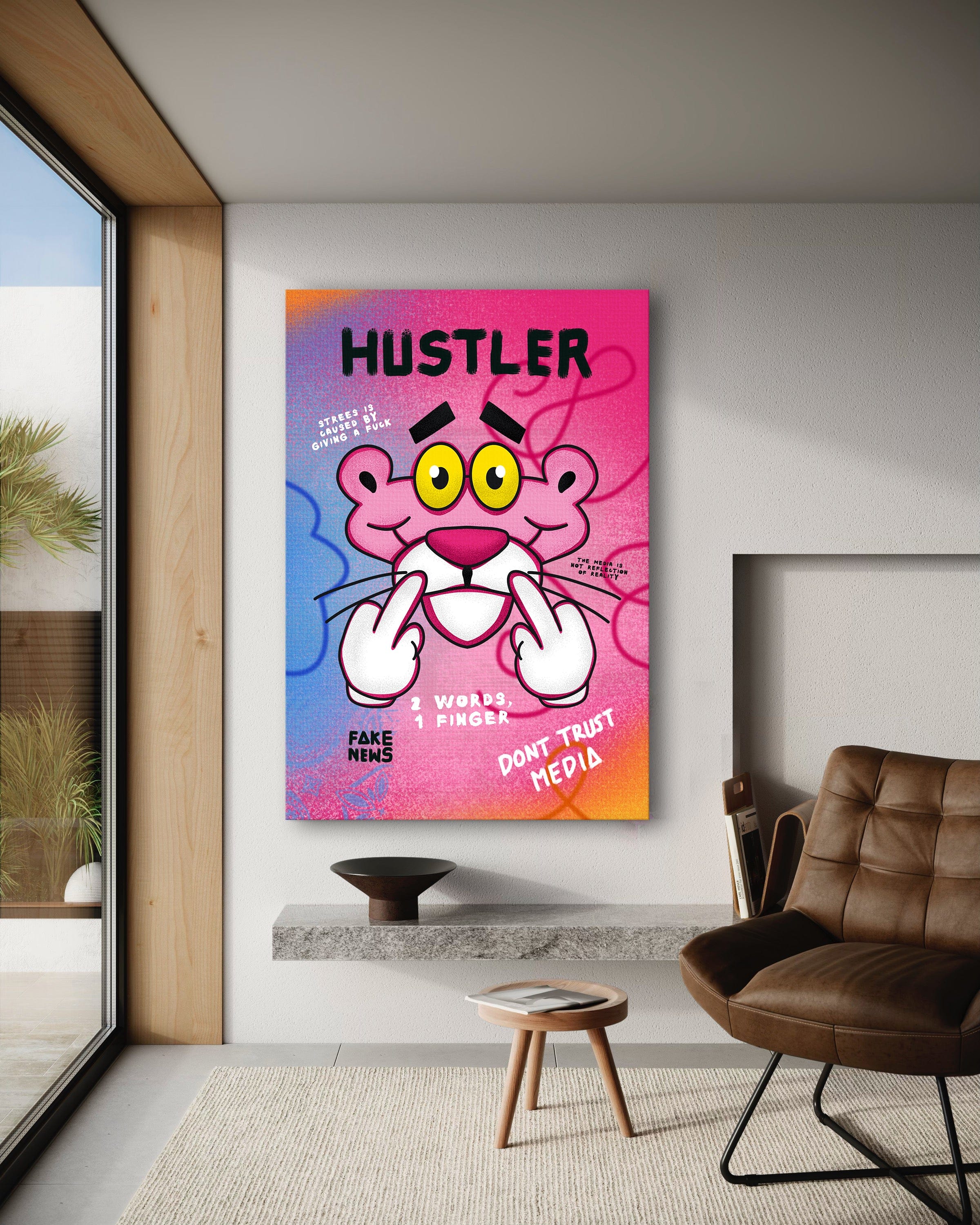Pink Panther Hustler - Leinwandbild Pop Art