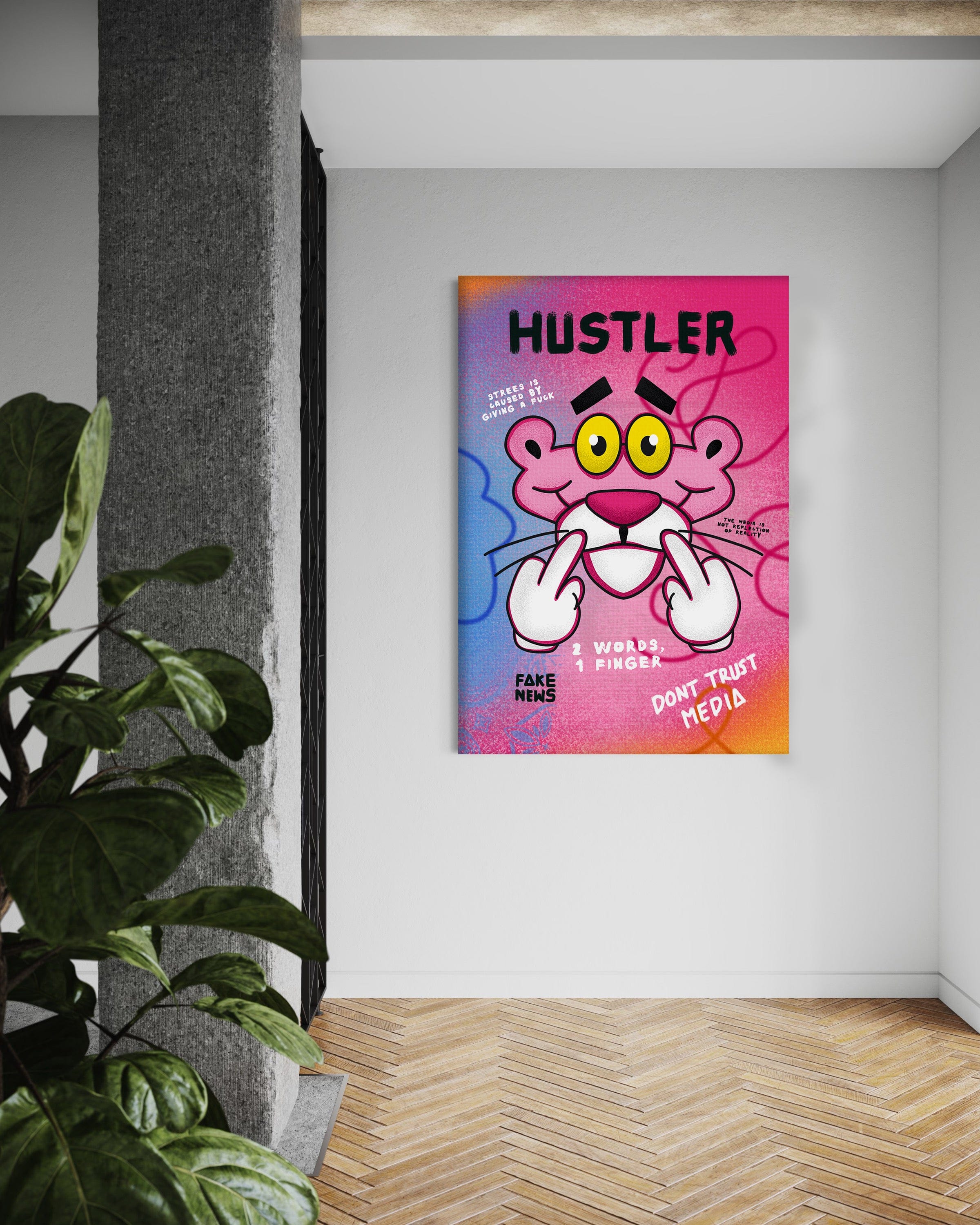 Pink Panther Hustler - Leinwandbild Pop Art