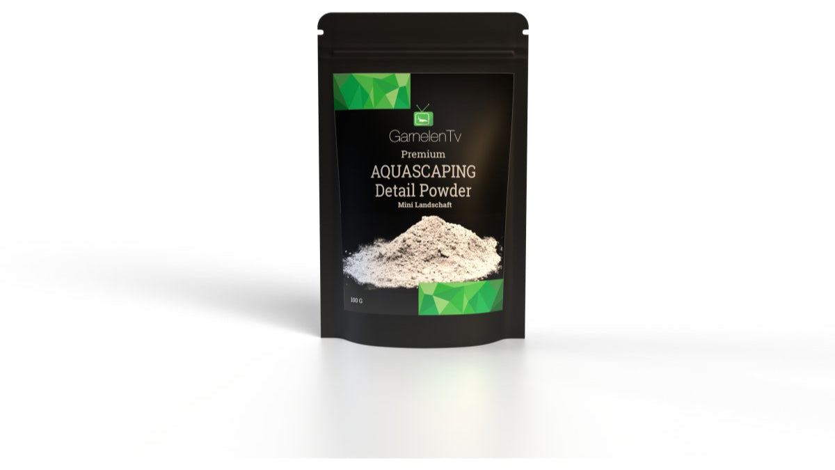 Premium Aquascaping Detail Powder "Mini Landschaft" in 100g Packung, ideal für Nanoaquarien und Scape Projekte.