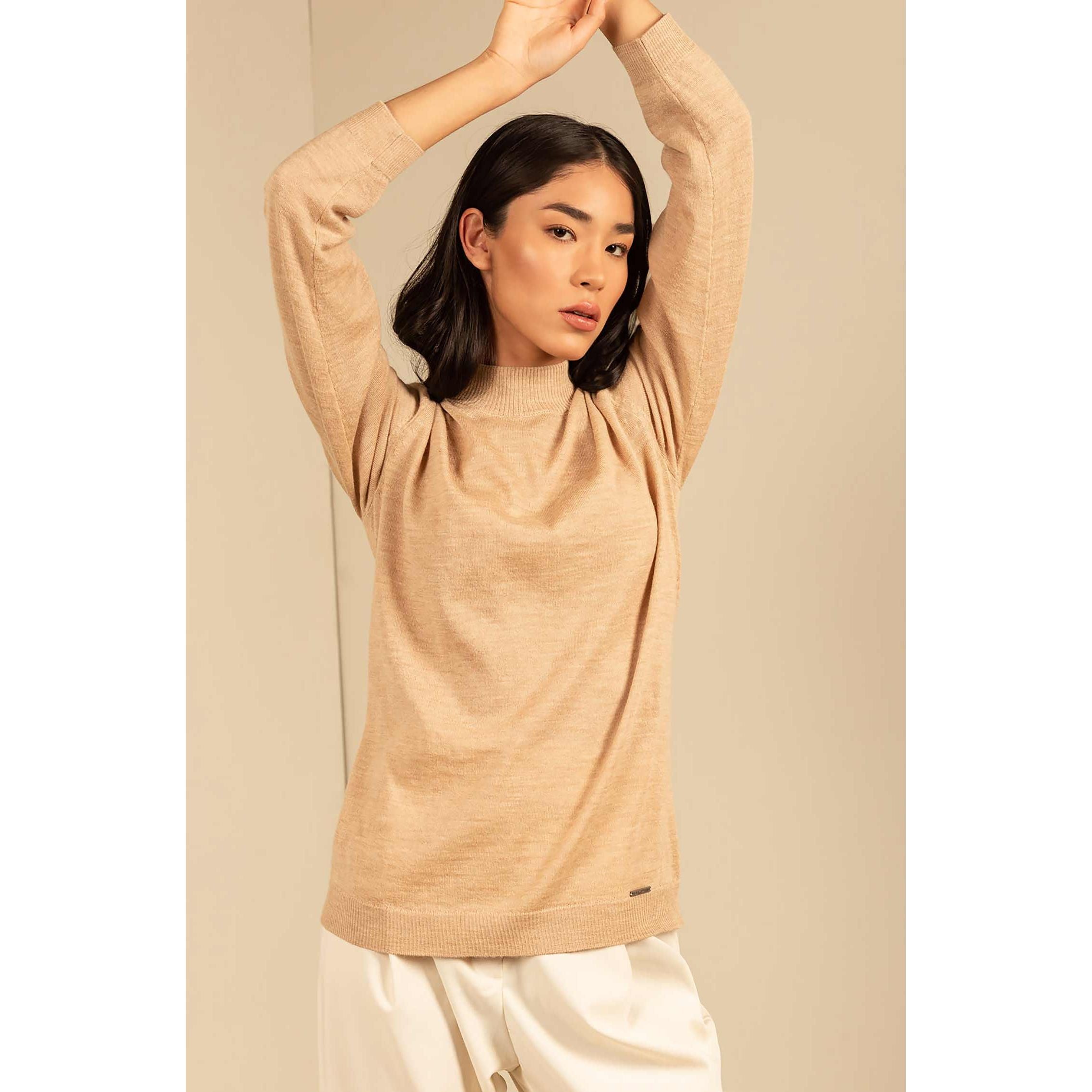 KUNA - Alpaka Damen Pullover Turtleneck - Anahi – 100 % Baby‑Alpaka