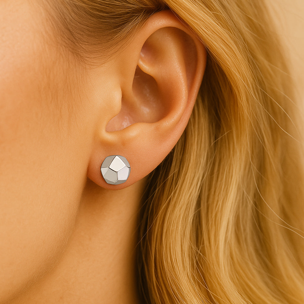 Ohrstecker aus 925er Sterling-Silber, Quadratische Kugeln