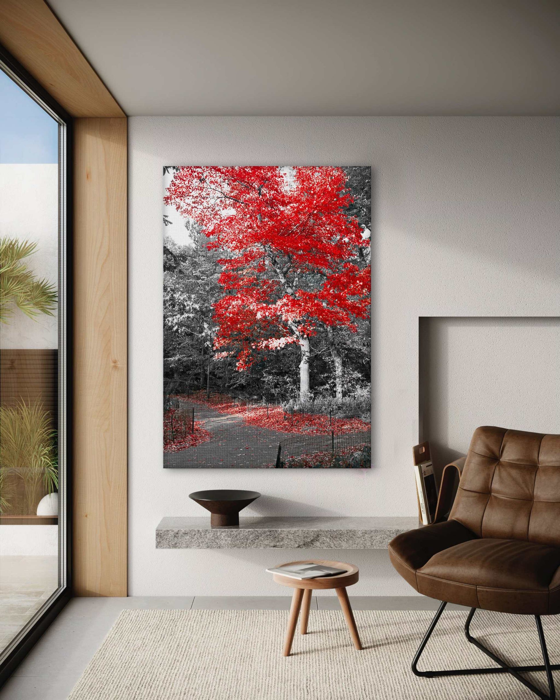 Red Autumn - Leinwandbild Landschaft by SimpleCanvas