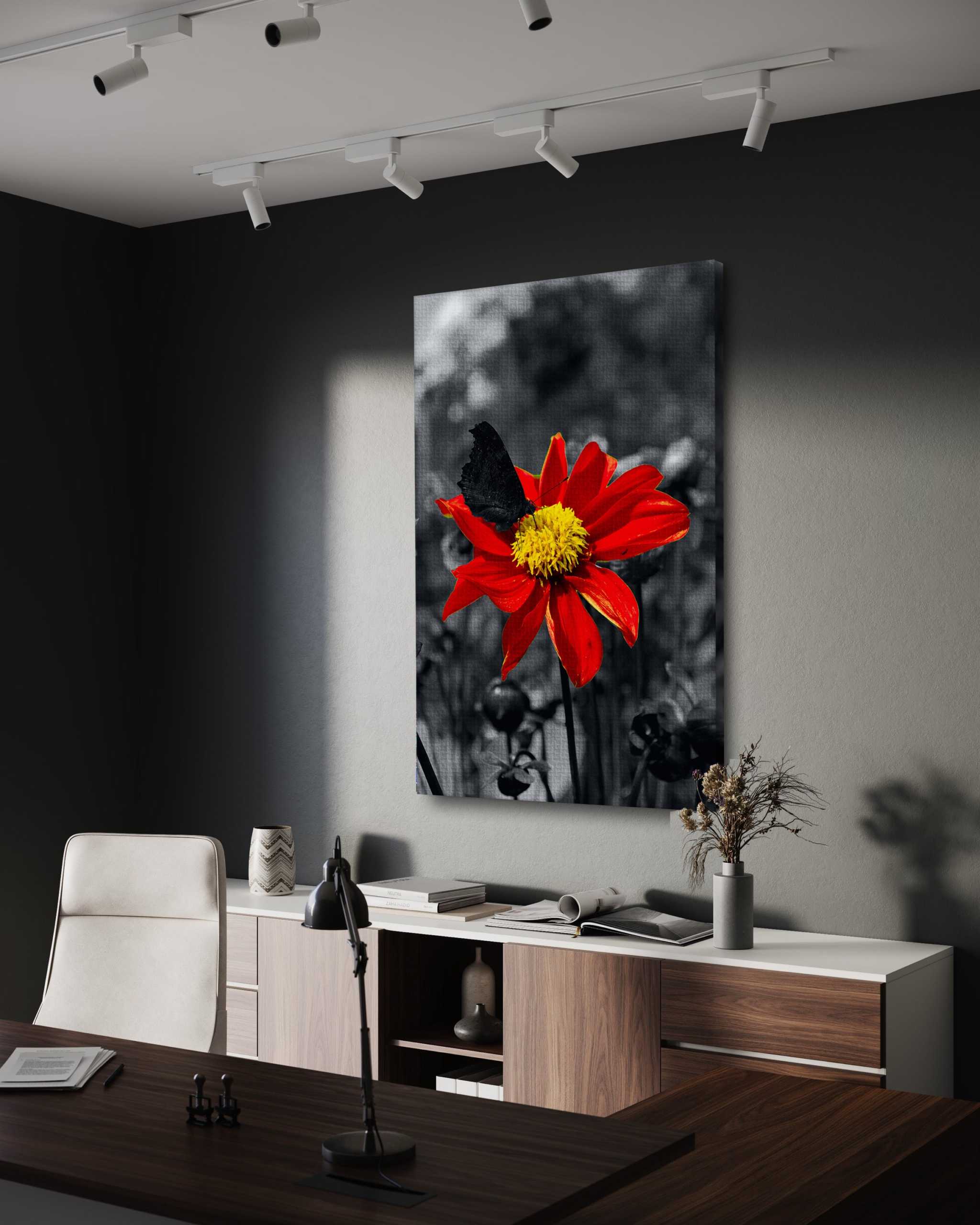 Red Flower - Leinwandbild Landschaft by SimpleCanvas