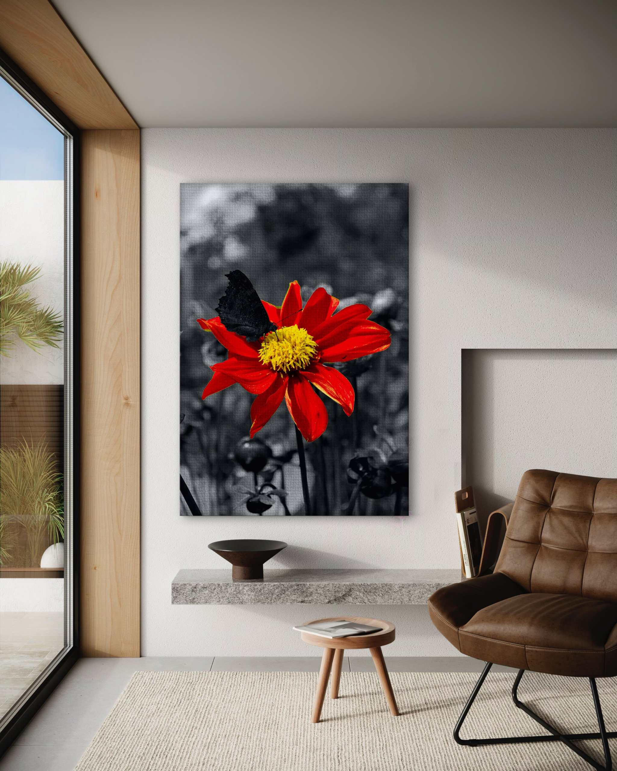 Red Flower - Leinwandbild Landschaft by SimpleCanvas