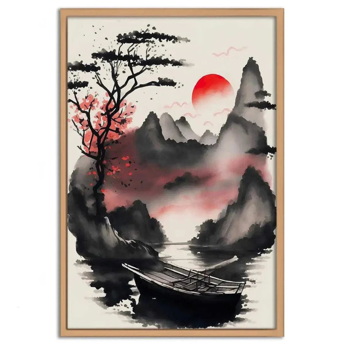 Red Morning - Leinwandbild Japanisch by SimpleCanvas
