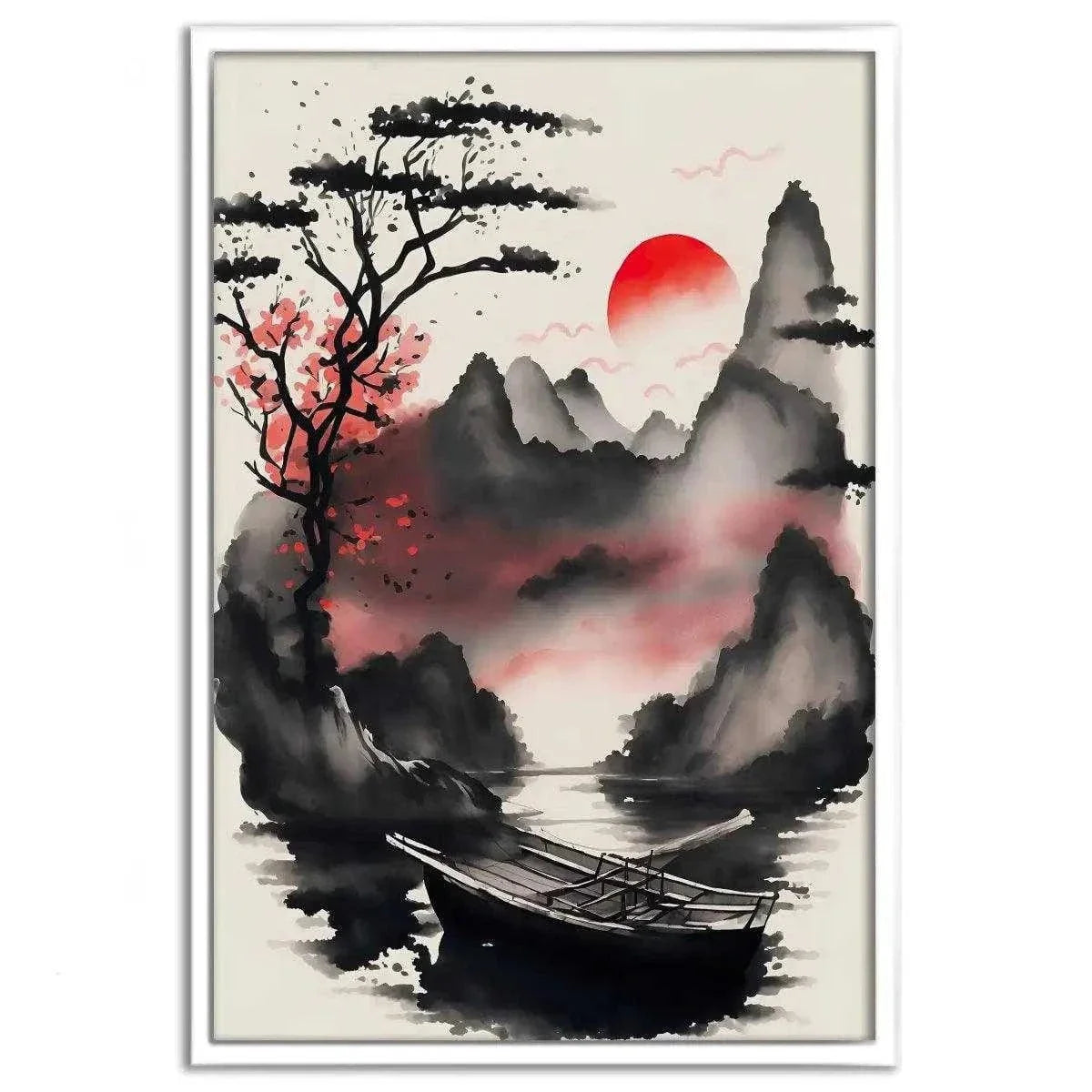 Red Morning - Leinwandbild Japanisch by SimpleCanvas