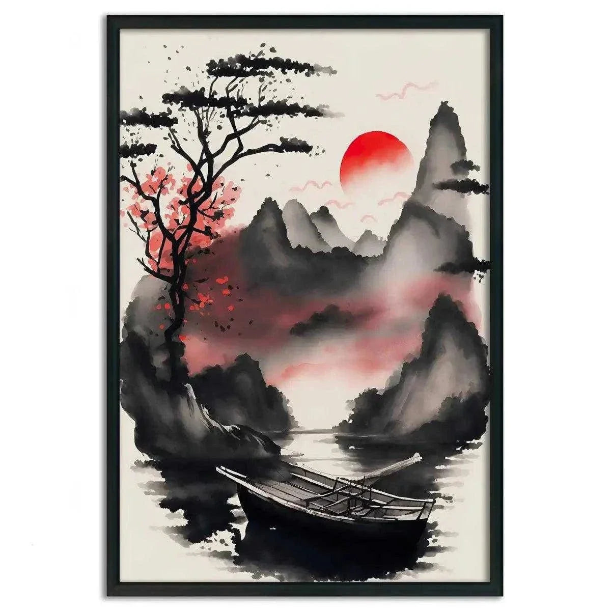 Red Morning - Leinwandbild Japanisch by SimpleCanvas