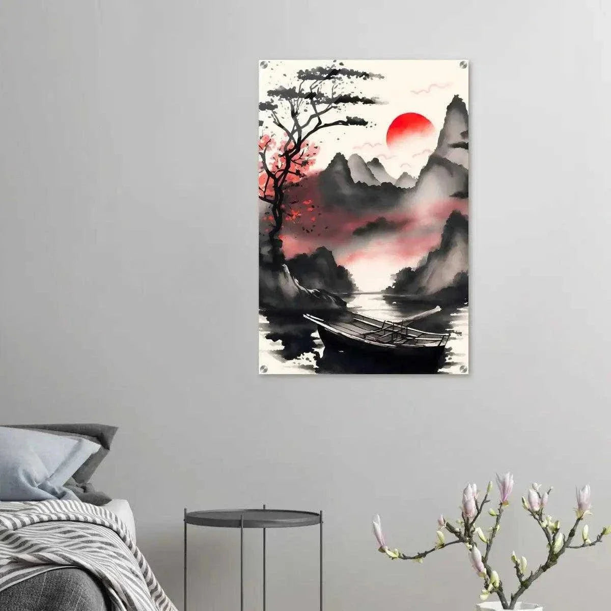 Red Morning - Leinwandbild Japanisch by SimpleCanvas