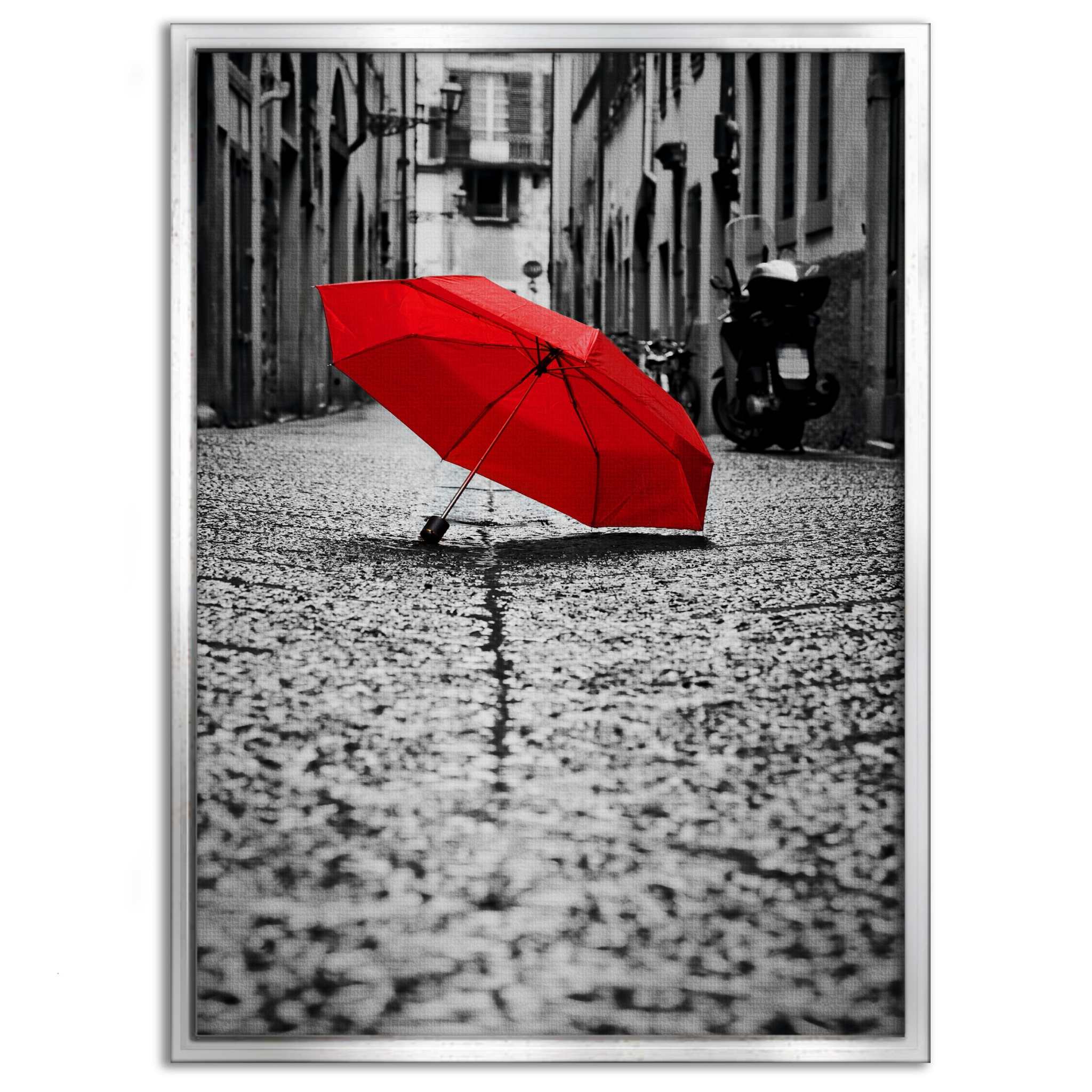 Red Umbrella - Leinwandbild Landschaft by SimpleCanvas