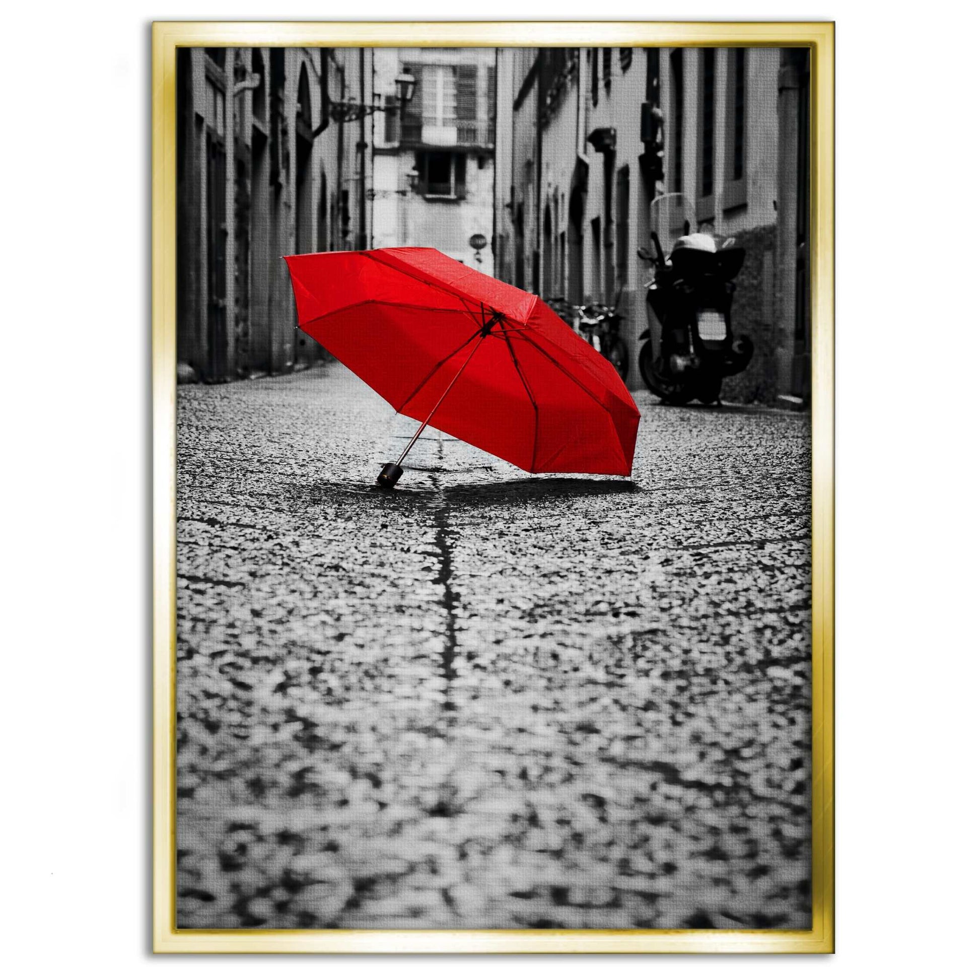 Red Umbrella - Leinwandbild Landschaft by SimpleCanvas