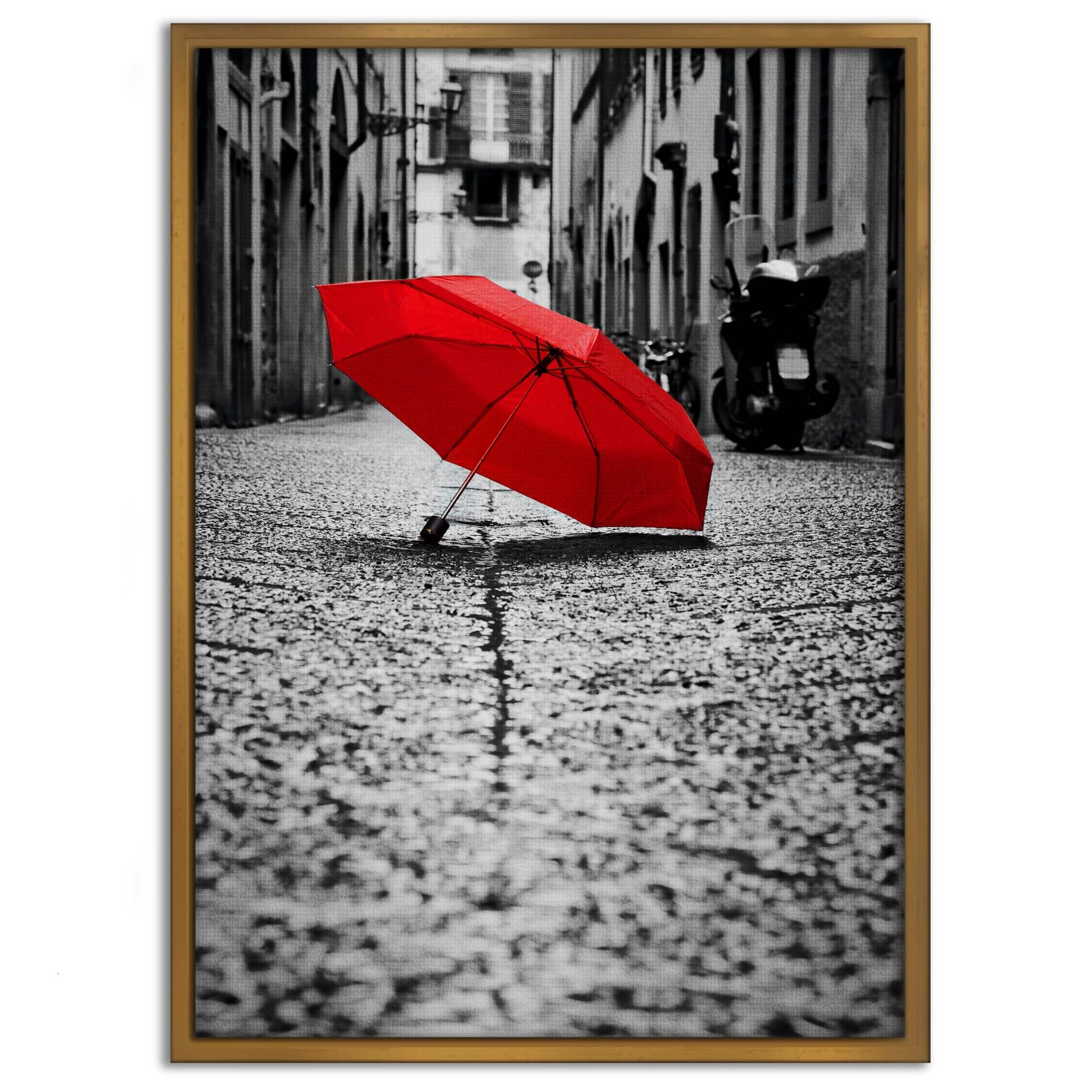 Red Umbrella - Leinwandbild Landschaft by SimpleCanvas