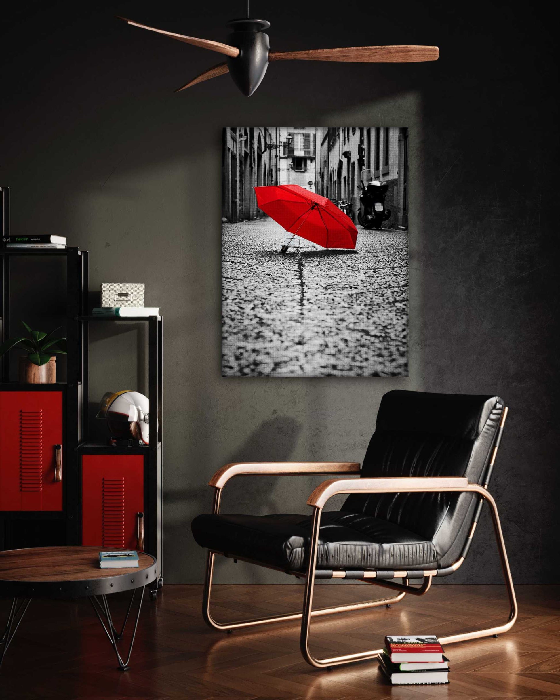 Red Umbrella - Leinwandbild Landschaft by SimpleCanvas