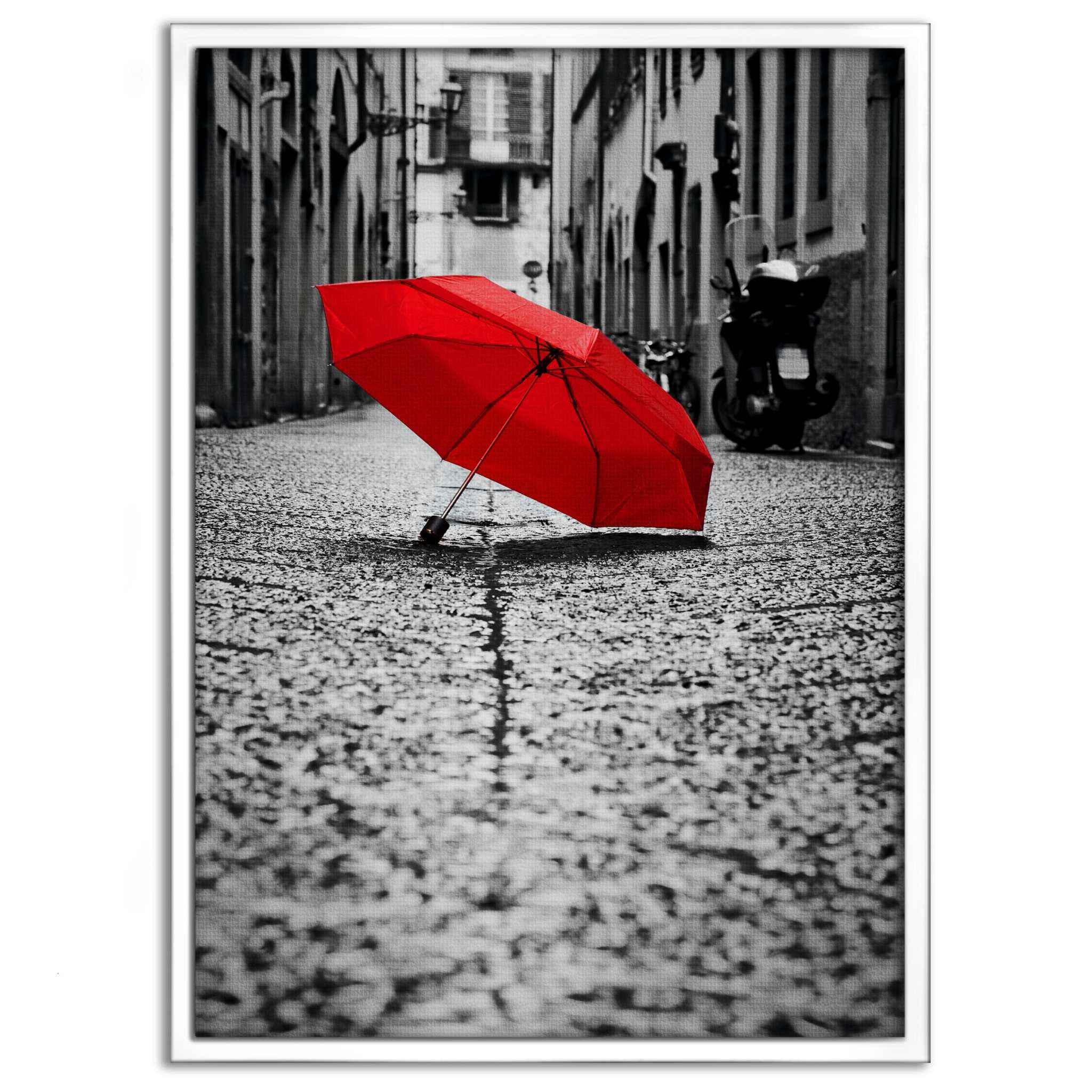 Red Umbrella - Leinwandbild Landschaft by SimpleCanvas