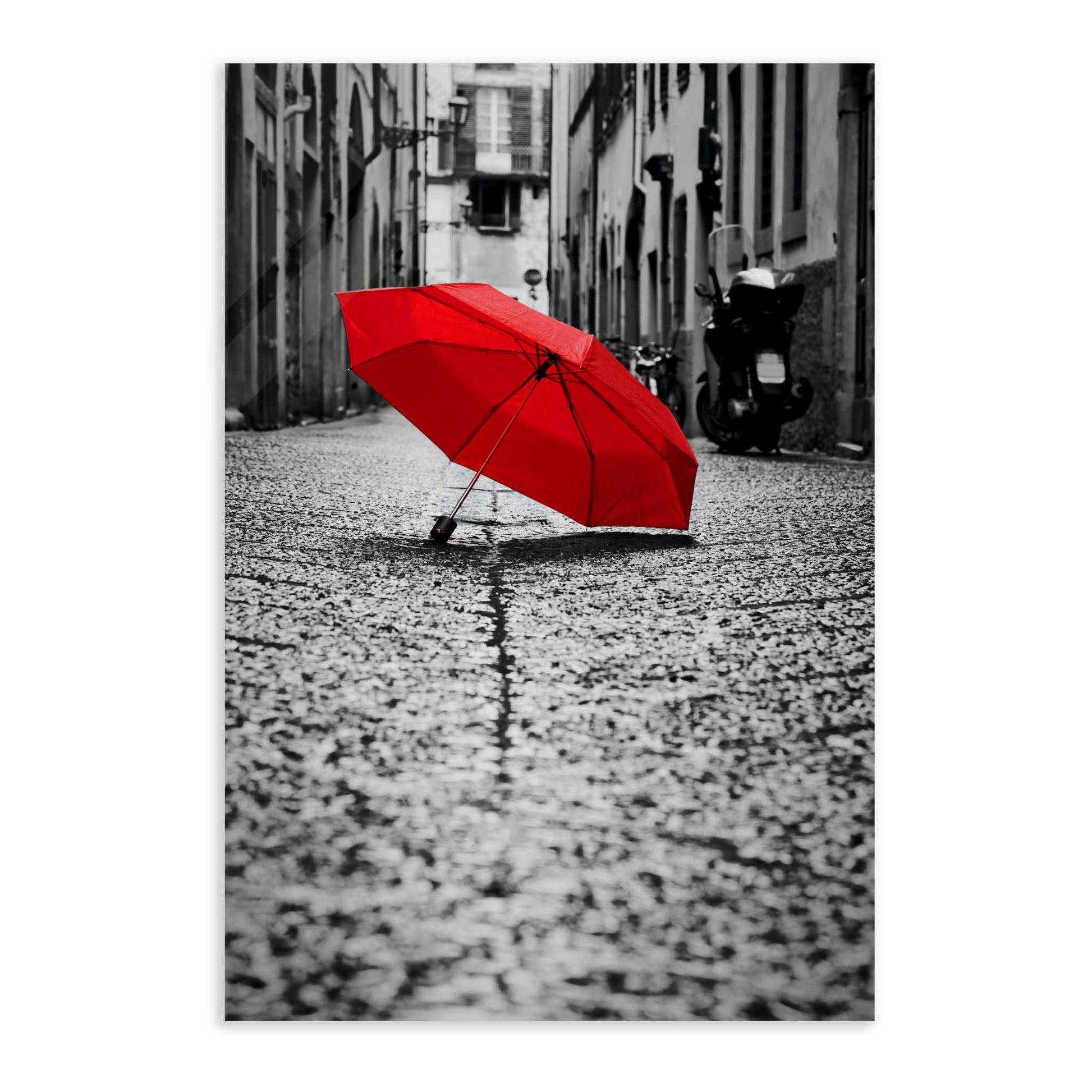 Red Umbrella - Leinwandbild Landschaft by SimpleCanvas
