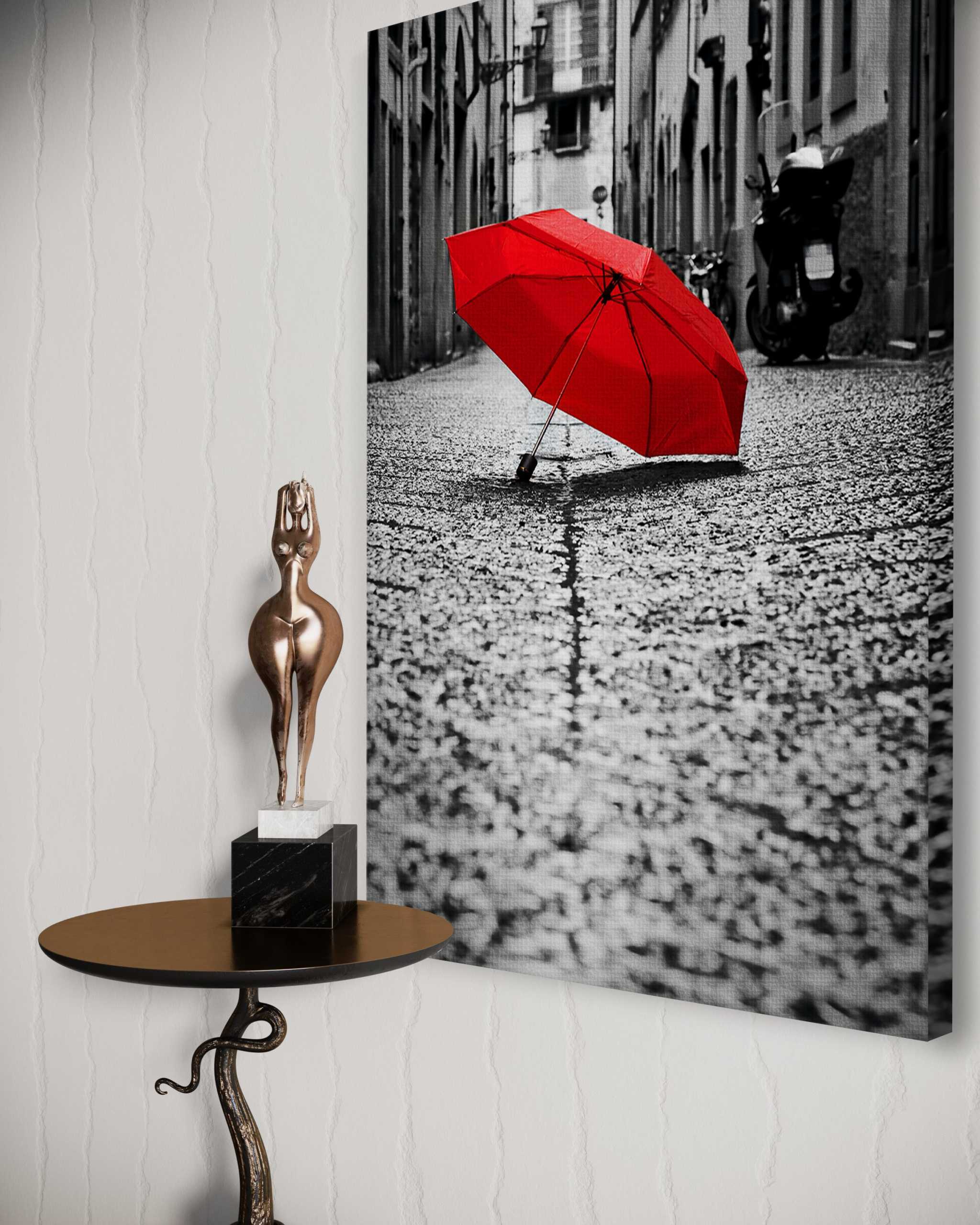 Red Umbrella - Leinwandbild Landschaft by SimpleCanvas