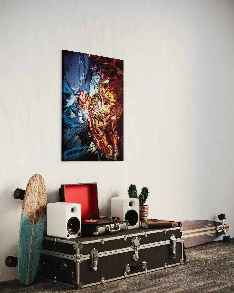 Rengoku vs. Akaza - Anime Leinwandbild by SimpleCanvas