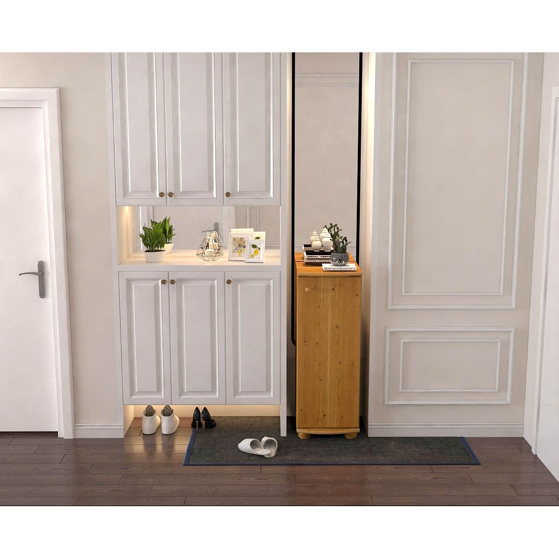 Anika Kiefer Massivholz Kommode | 1-Türig | 3-Regalfächer | 100% Bio Kiefer