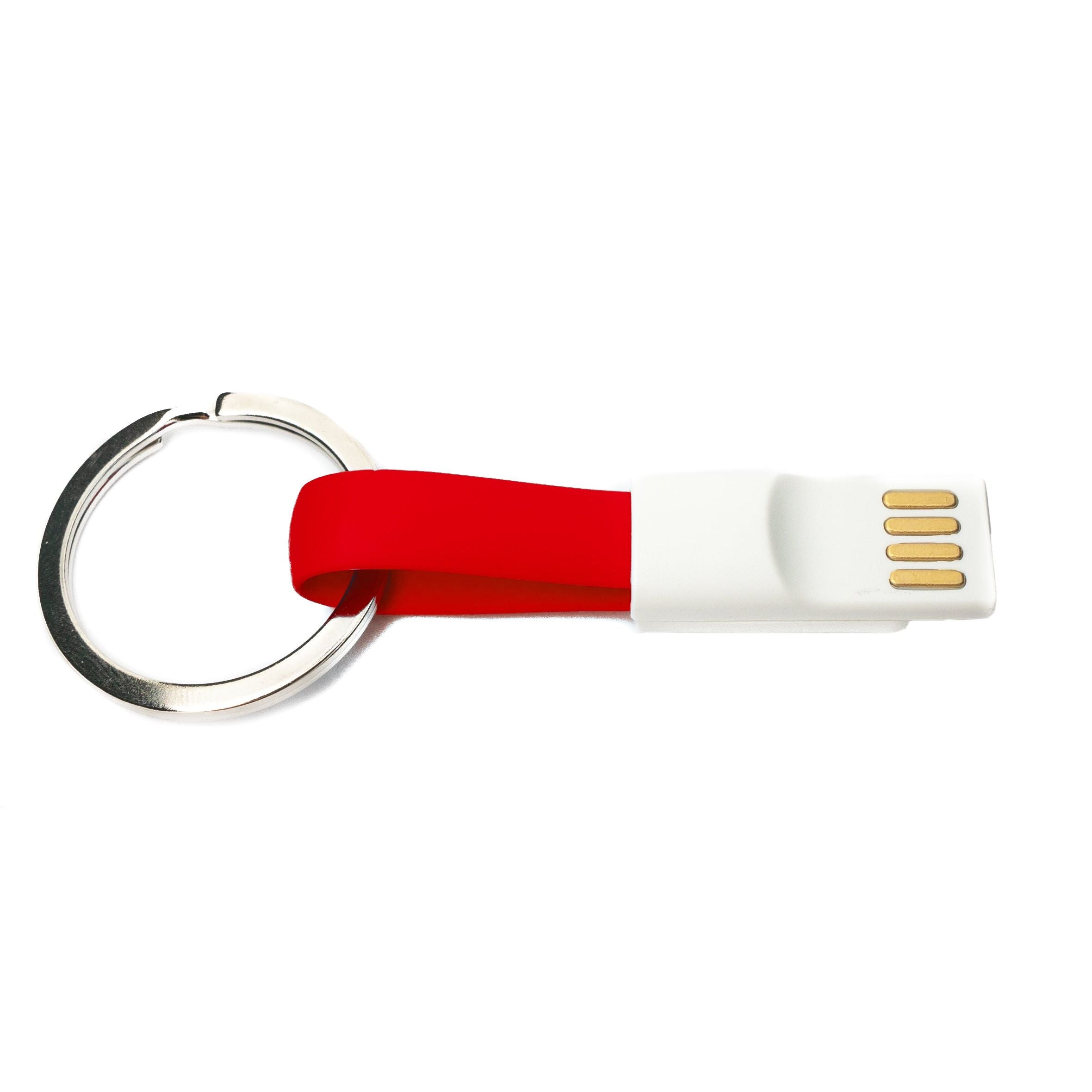 SYSTEM-S USB 3.1 Schlüssel Anhänger Kabel 10cm Typ C Stecker zu 2.0 Typ A Stecker in Rot