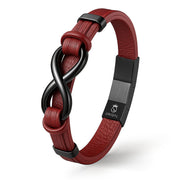Infinity Red Lederarmband Aus Echtem Rindsleder Mit Edelstahl Besatz Gravierbar Unisex Größen 19 21 23 cm Gratis Etui