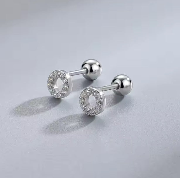 Ohrstecker aus Edelstahl, Kreise mit Strasssteinchen, 5mm