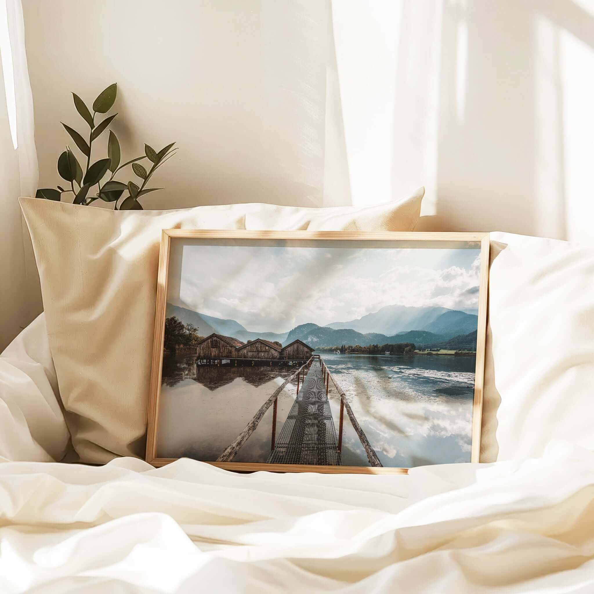 Kochelsee Boathouses Print – Bavarian Lake Landscape Photography