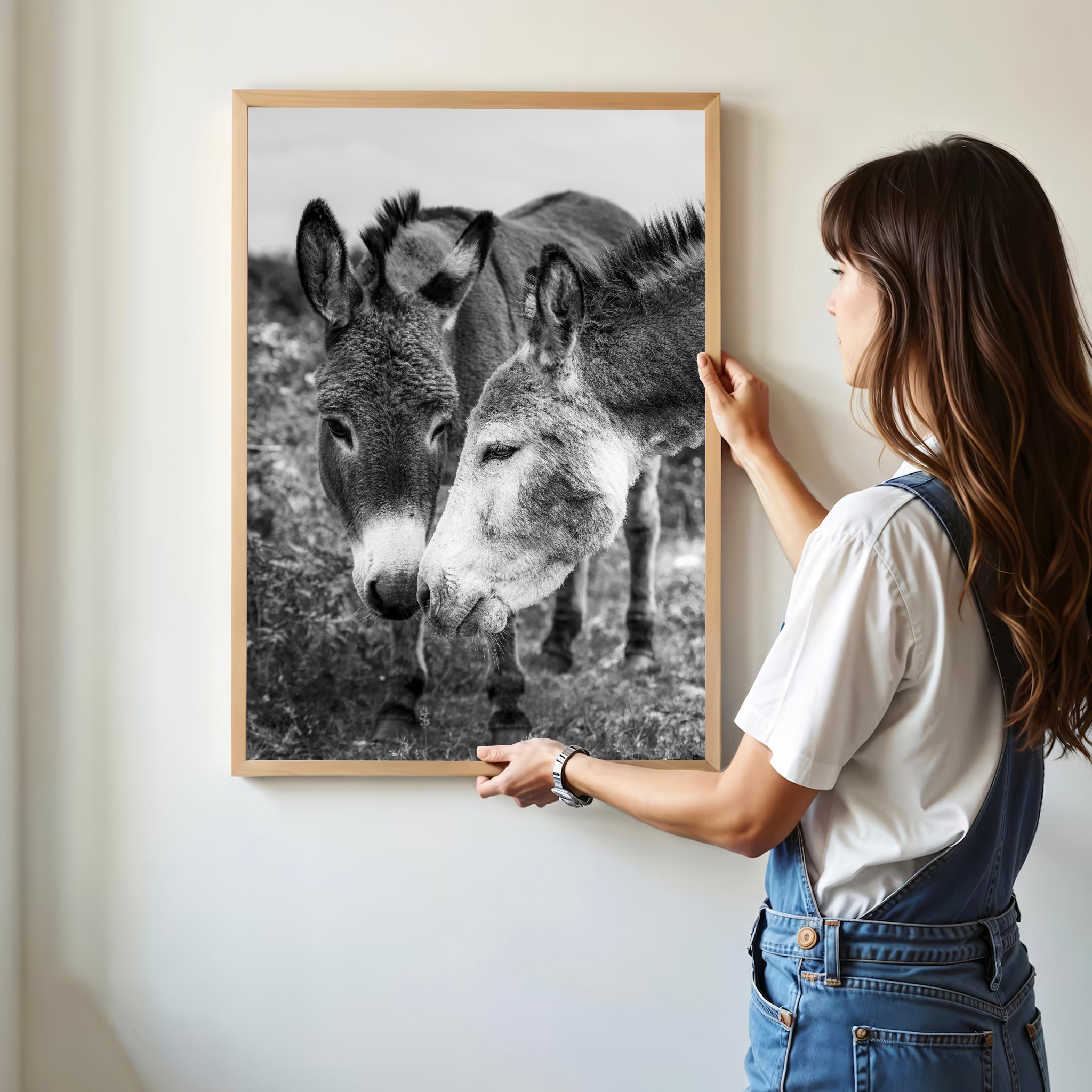 Irish Donkeys – Black and White Animal Photography Wall Art Print