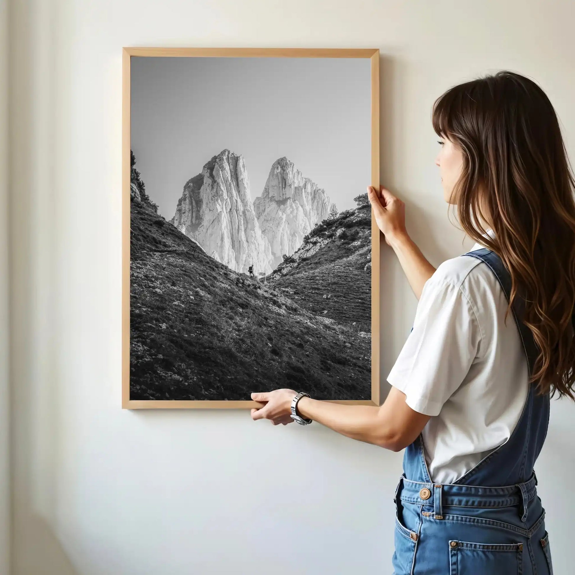 Saxer Lücke Hiker – Black and White Swiss Alps Wall Art Print by Chamonix Prints