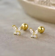 Ohrstecker aus Edelstahl, Schmetterlinge mit Strasssteinchen, 5mm