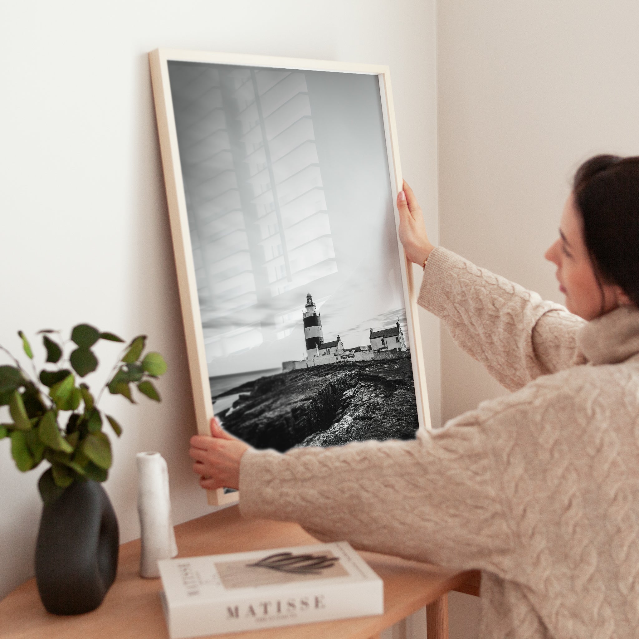 Hook Head Lighthouse Wall Art – Ireland Black & White Coastal Print